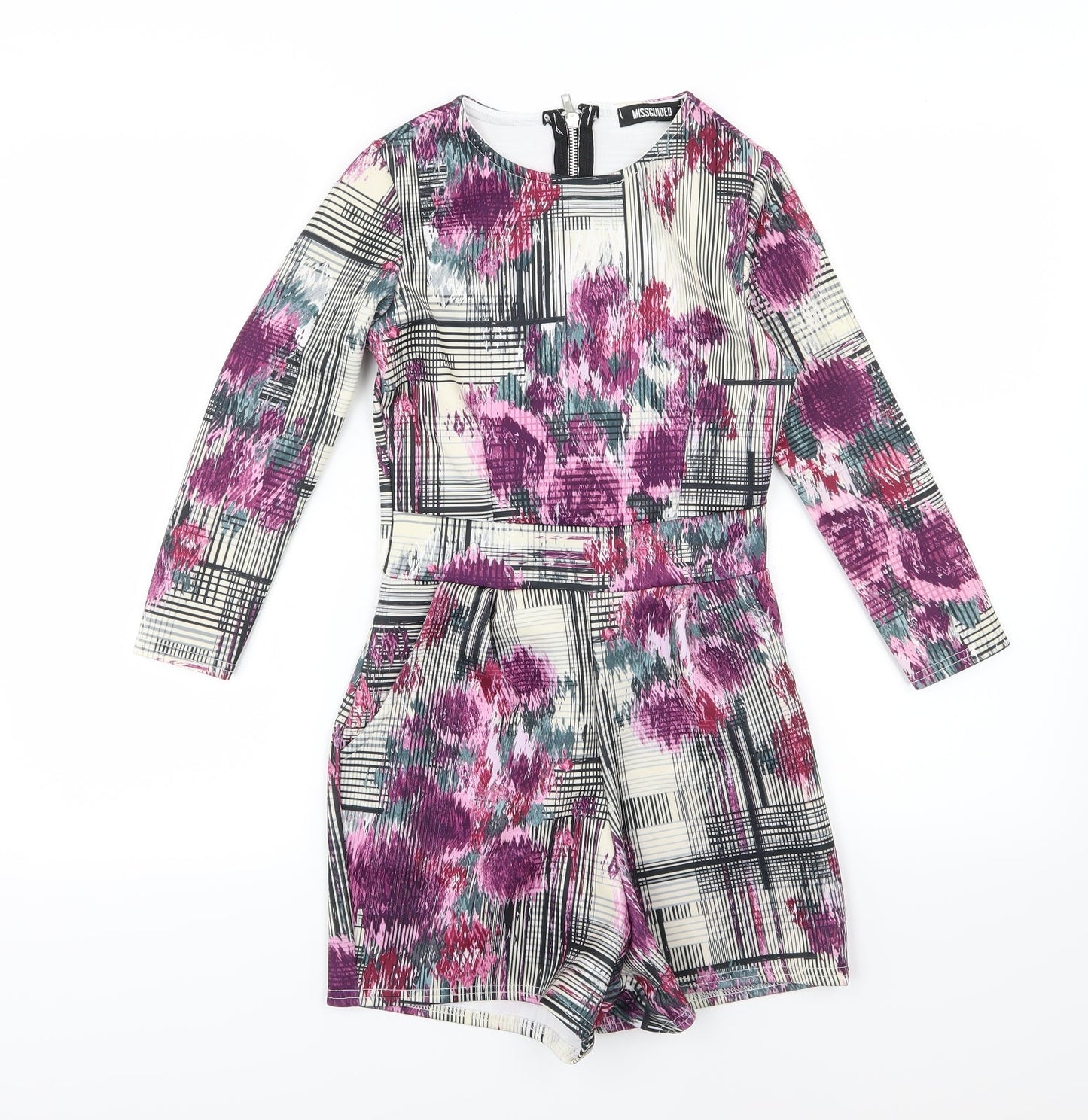 Missguided Womens Multicoloured Striped  Playsuit One-Piece Size 6 L3 in
