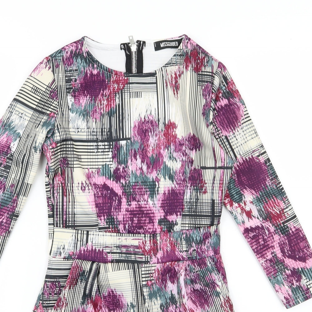 Missguided Womens Multicoloured Striped  Playsuit One-Piece Size 6 L3 in