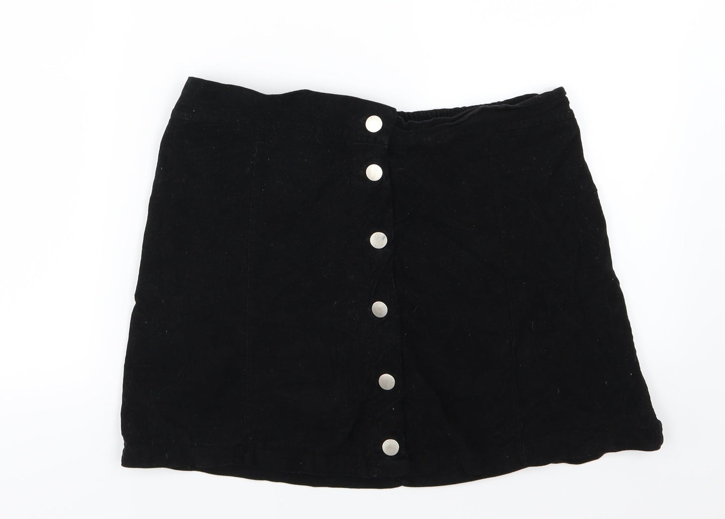 Lulua Womens Black  Corduroy A-Line Skirt Size L