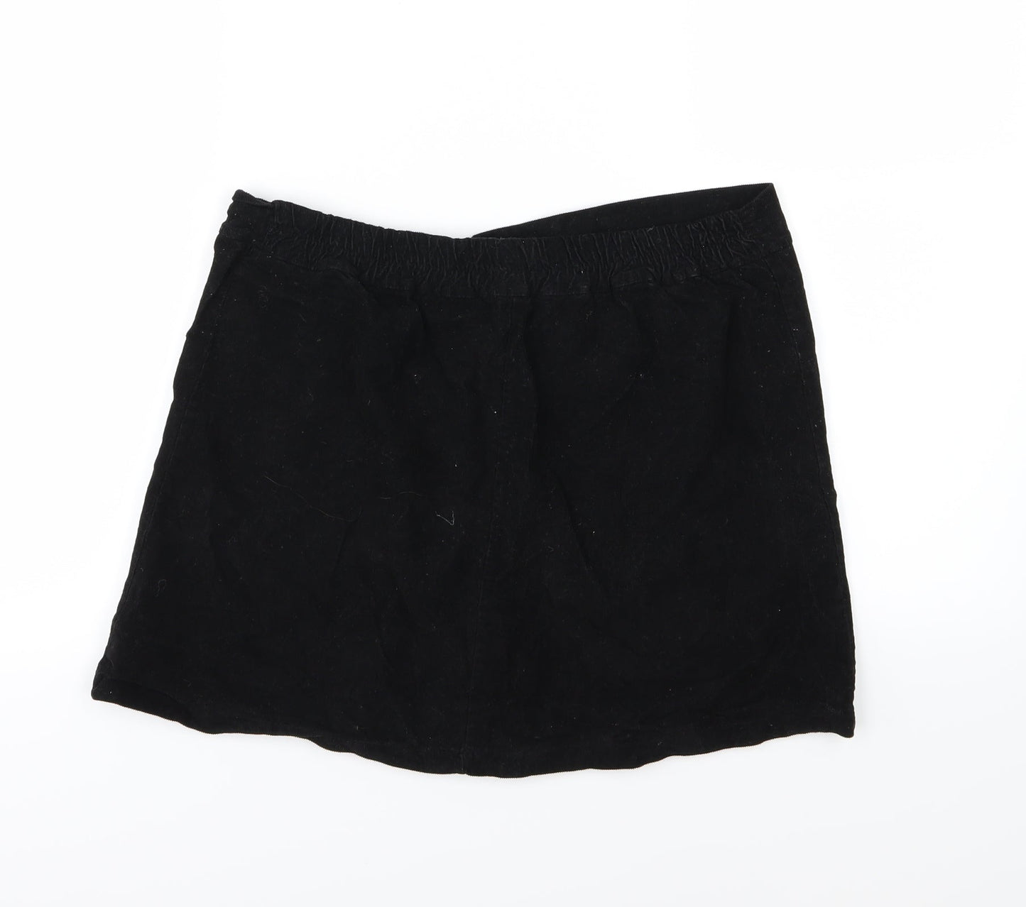 Lulua Womens Black  Corduroy A-Line Skirt Size L
