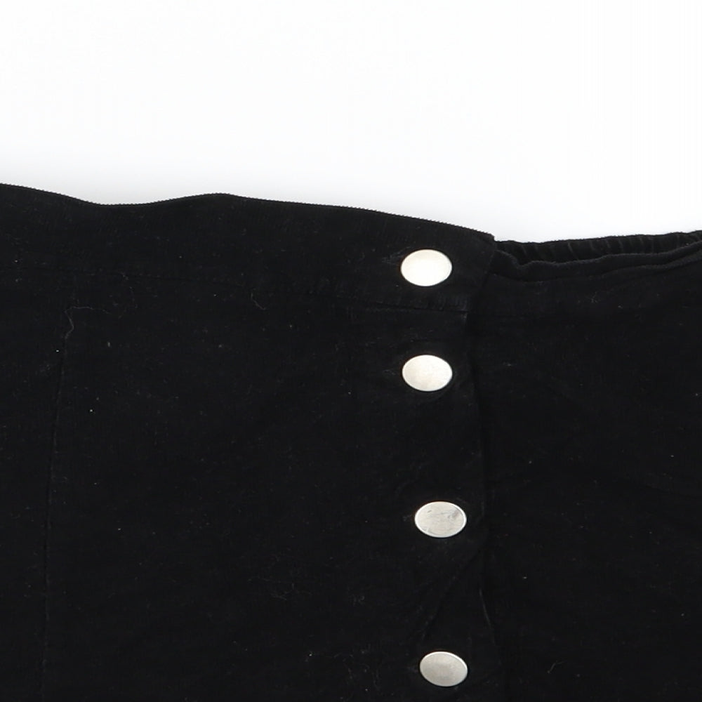 Lulua Womens Black  Corduroy A-Line Skirt Size L