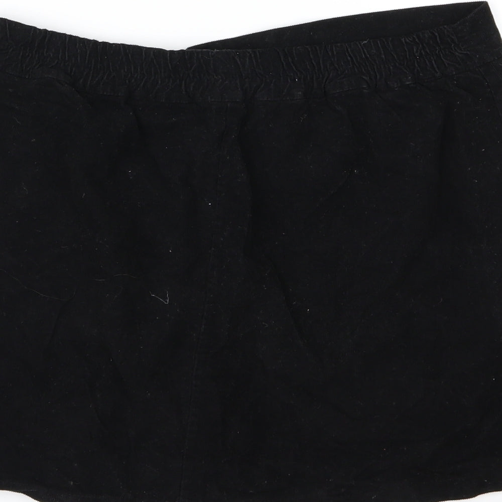 Lulua Womens Black  Corduroy A-Line Skirt Size L