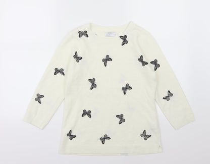 Papaya Womens Ivory  Knit Pullover Jumper Size 8  - Butterfly