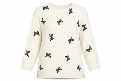Papaya Womens Ivory  Knit Pullover Jumper Size 8  - Butterfly