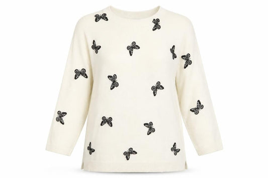 Papaya Womens Ivory  Knit Pullover Jumper Size 8  - Butterfly