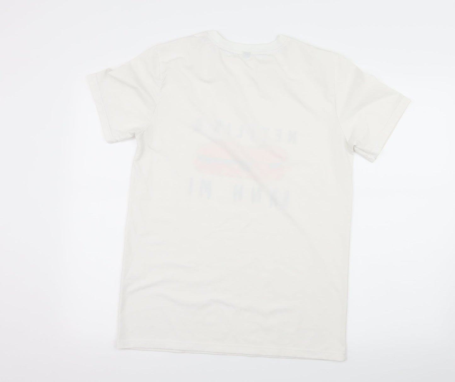 Preworn Mens White Geometric Jersey  T-Shirt Size XL  - Netflix and Ba N H Mi