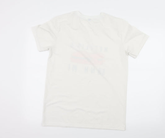 Preworn Mens White Geometric Jersey  T-Shirt Size XL  - Netflix and Ba N H Mi