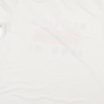 Preworn Mens White Geometric Jersey  T-Shirt Size XL  - Netflix and Ba N H Mi