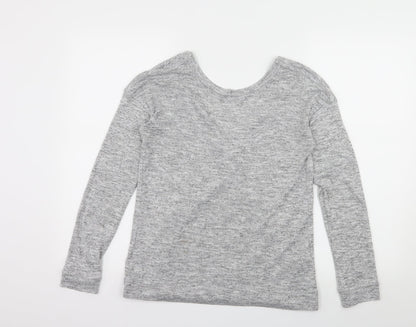 Miss Selfridge Womens Grey  Jersey Basic T-Shirt Size 8  - Open Back