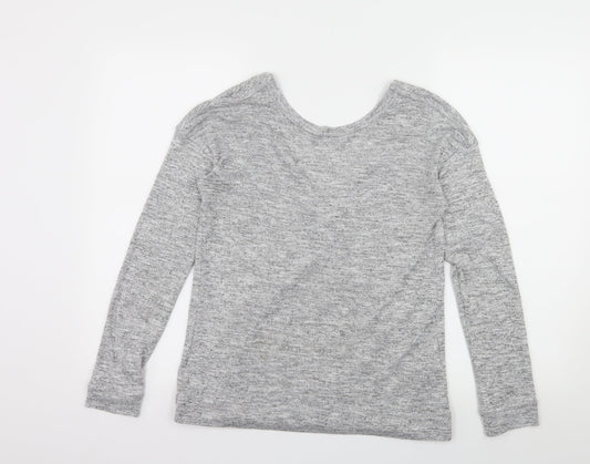 Miss Selfridge Womens Grey  Jersey Basic T-Shirt Size 8  - Open Back