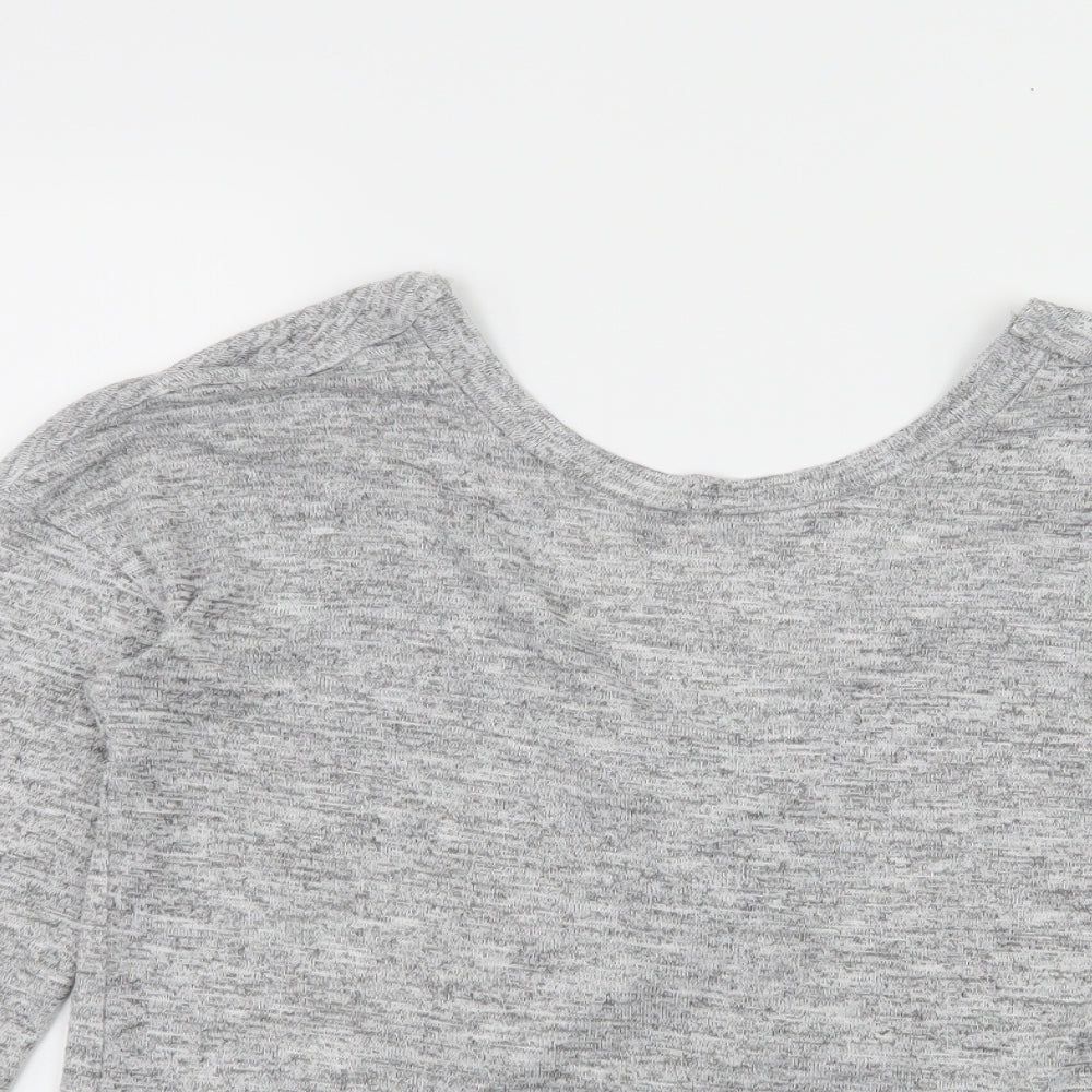 Miss Selfridge Womens Grey  Jersey Basic T-Shirt Size 8  - Open Back