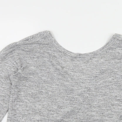 Miss Selfridge Womens Grey  Jersey Basic T-Shirt Size 8  - Open Back