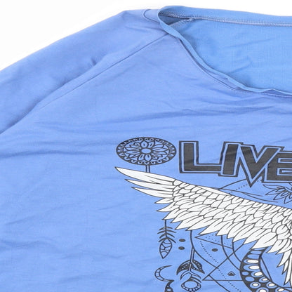 Preworn Womens Blue  Jersey Pullover Sweatshirt Size L  - Live Life