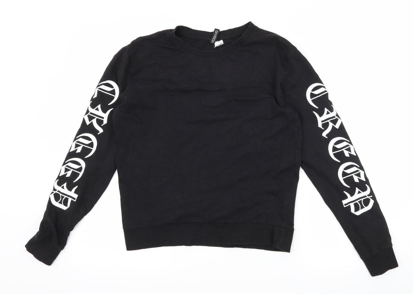 H&M Womens Black Geometric Jersey Pullover Sweatshirt Size S  - Creep