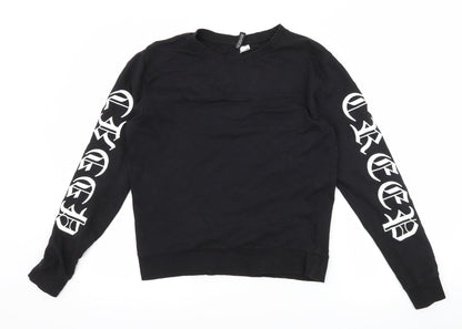 H&M Womens Black Geometric Jersey Pullover Sweatshirt Size S  - Creep