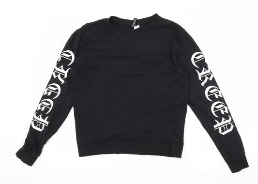 H&M Womens Black Geometric Jersey Pullover Sweatshirt Size S  - Creep