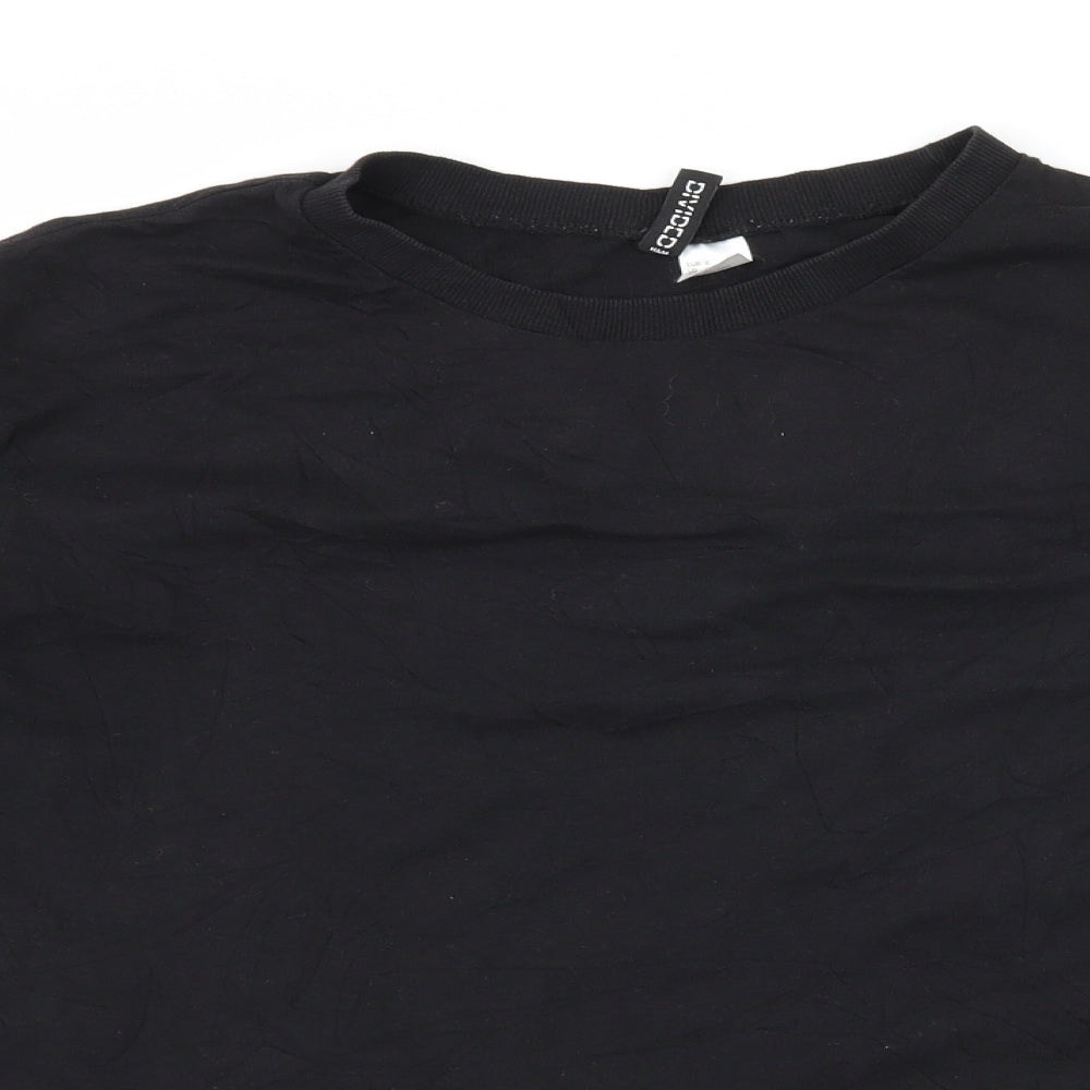 H&M Womens Black Geometric Jersey Pullover Sweatshirt Size S  - Creep