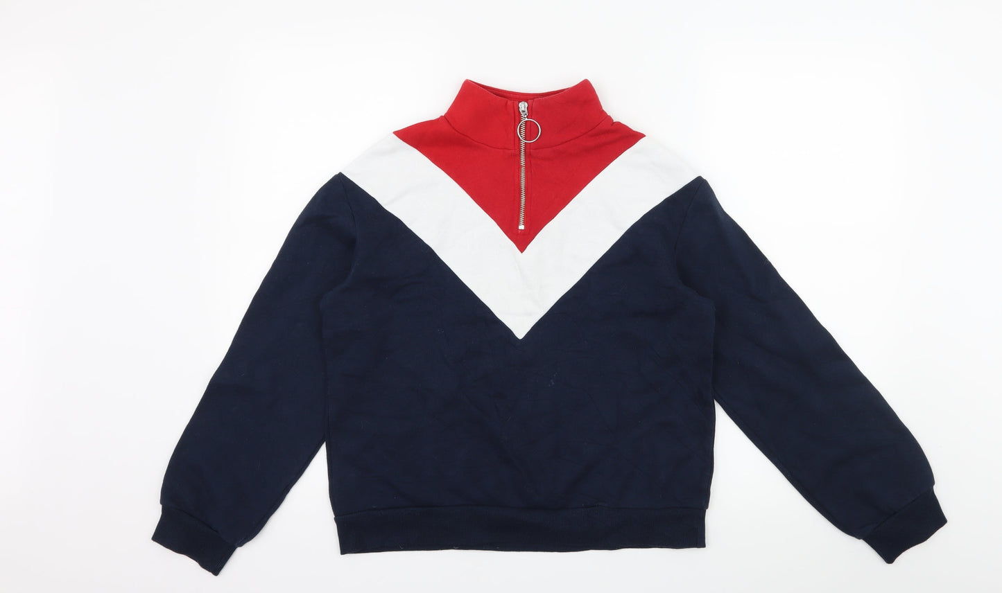 H&M Womens Blue Striped Jersey Pullover Sweatshirt Size XS