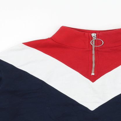 H&M Womens Blue Striped Jersey Pullover Sweatshirt Size XS