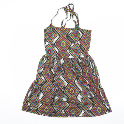 Ocean Club Womens Multicoloured Geometric Jersey Slip Dress  Size 10