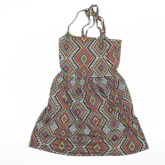 Ocean Club Womens Multicoloured Geometric Jersey Slip Dress  Size 10