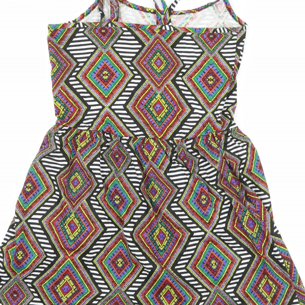 Ocean Club Womens Multicoloured Geometric Jersey Slip Dress  Size 10