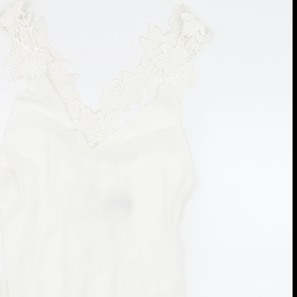 Roiii Womens White   Slip Dress  Size L  - Floral Straps