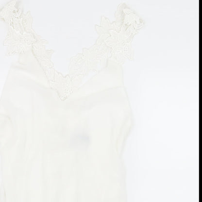 Roiii Womens White   Slip Dress  Size L  - Floral Straps