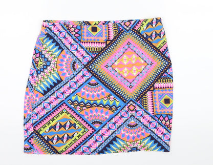 Atmosphere Womens Multicoloured Geometric Jersey A-Line Skirt Size 10