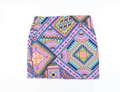 Atmosphere Womens Multicoloured Geometric Jersey A-Line Skirt Size 10