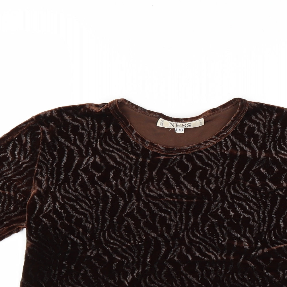 Ness Womens Brown   Basic T-Shirt Size L