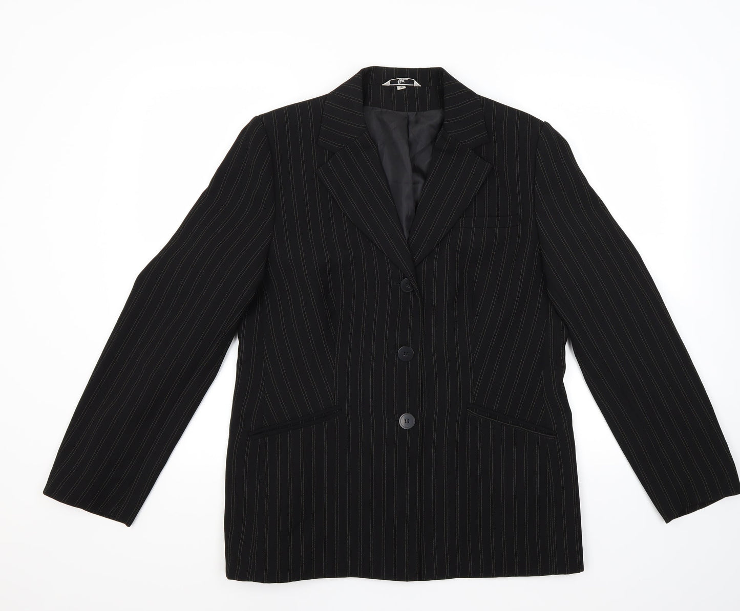 Klass Womens Black Striped  Jacket Coat Size 14