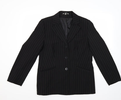 Klass Womens Black Striped  Jacket Coat Size 14