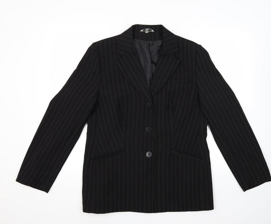 Klass Womens Black Striped  Jacket Coat Size 14