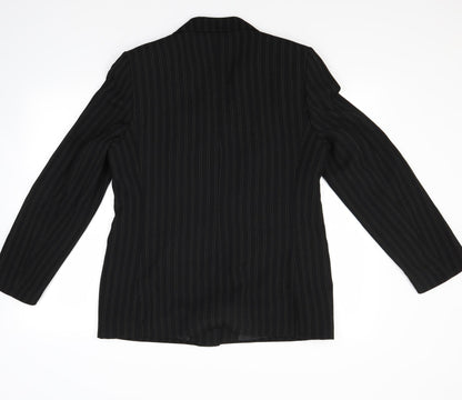 Klass Womens Black Striped  Jacket Coat Size 14