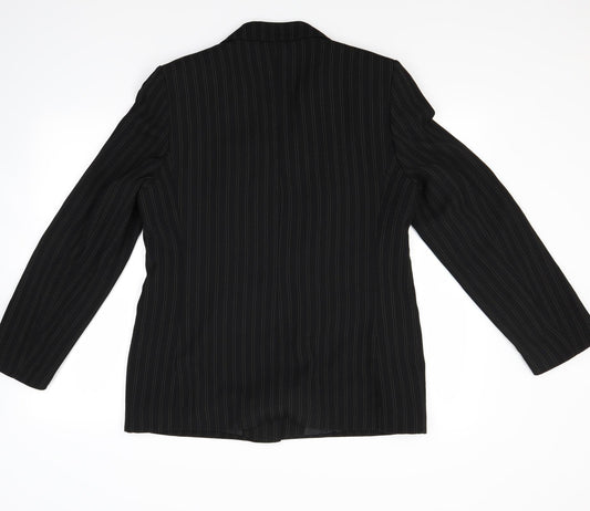 Klass Womens Black Striped  Jacket Coat Size 14