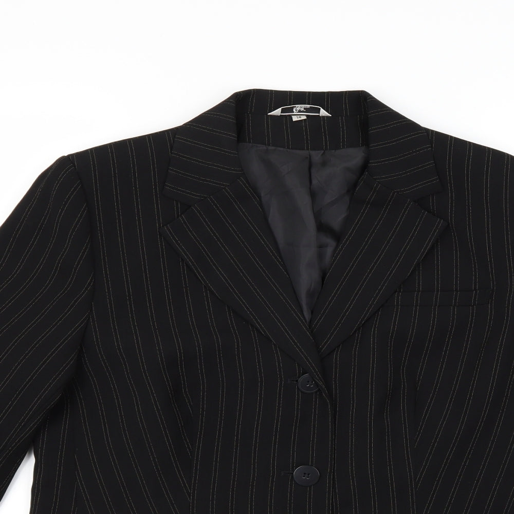 Klass Womens Black Striped  Jacket Coat Size 14