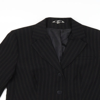 Klass Womens Black Striped  Jacket Coat Size 14