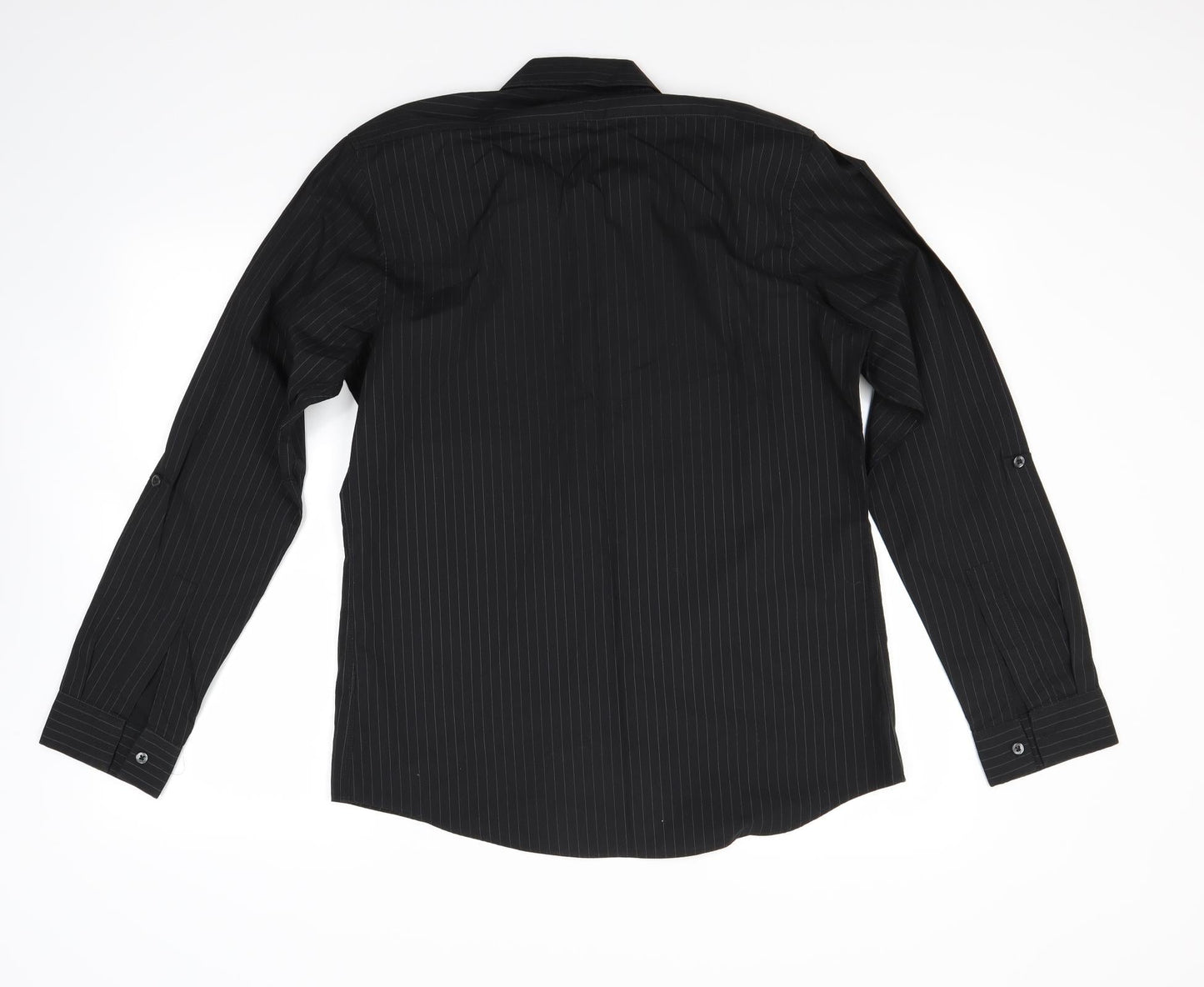top man Mens Black Striped   Button-Up Size M
