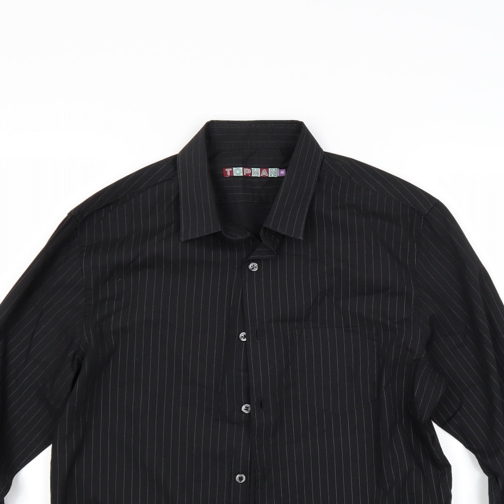 top man Mens Black Striped   Button-Up Size M