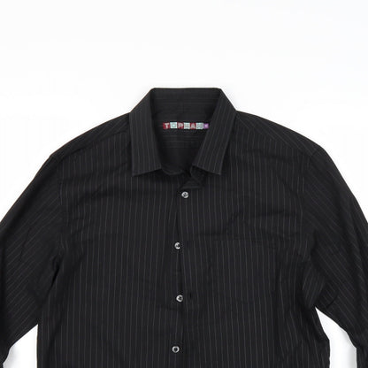 top man Mens Black Striped   Button-Up Size M