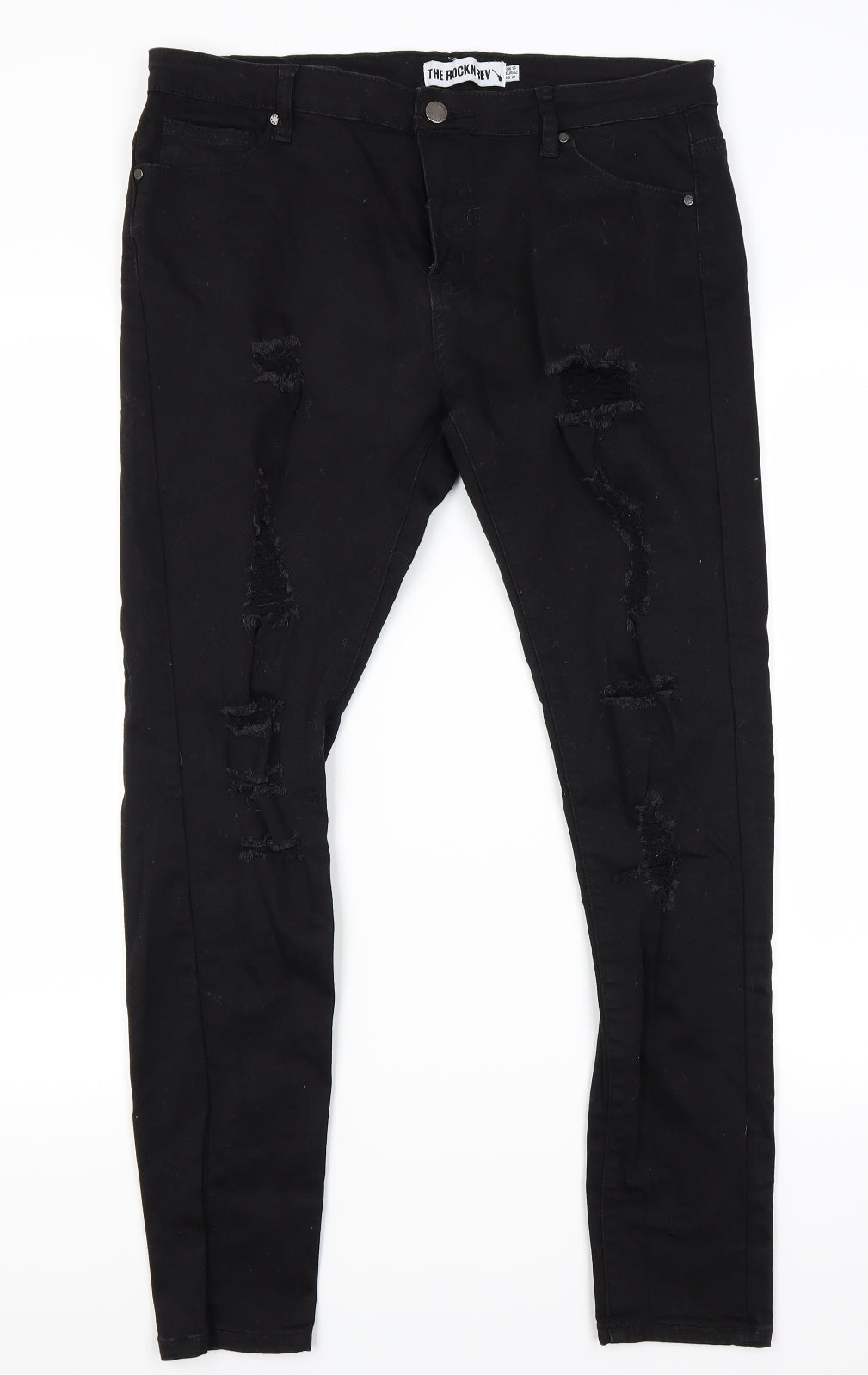 Womens UK Size 14 The Rockin Rev Regular Fit Skinny Black Jeans