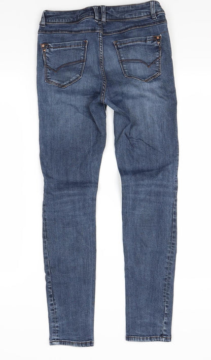 Womens UK Size 8 Preworn Regular Fit Skinny Blue Jeans