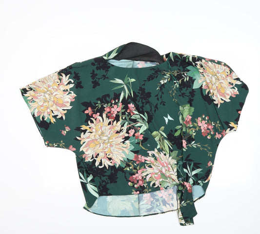 F&F Womens Green Floral  Basic Blouse Size 10