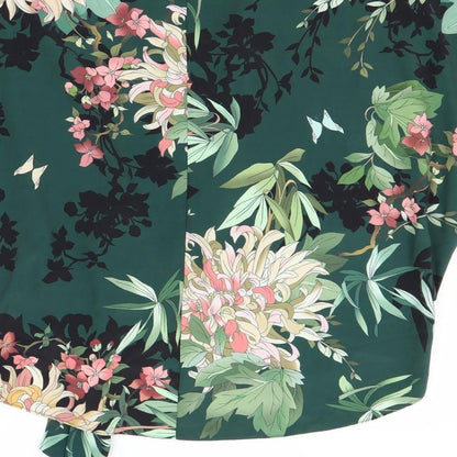 F&F Womens Green Floral  Basic Blouse Size 10
