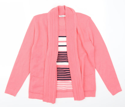 Vivi Womens Pink Striped  Cardigan Jumper Size S  - Jumper and Cardigan All in One