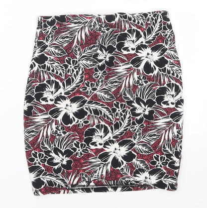 New Look Womens Pink Floral  Straight & Pencil Skirt Size 8