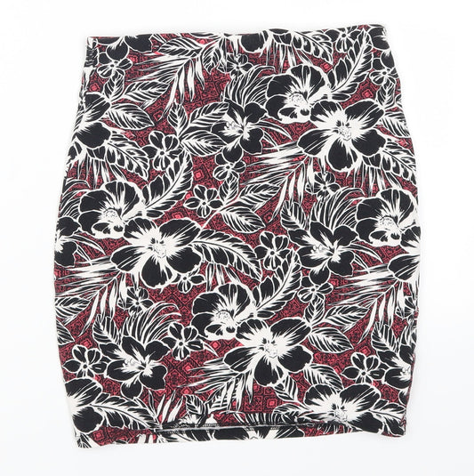 New Look Womens Pink Floral  Straight & Pencil Skirt Size 8