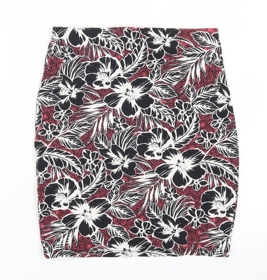 New Look Womens Pink Floral  Straight & Pencil Skirt Size 8