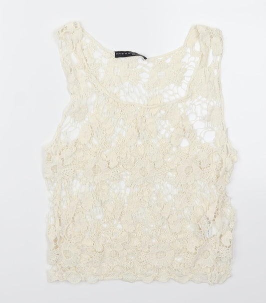 Womens UK Size XS Atmosphere Beige Basic Tank